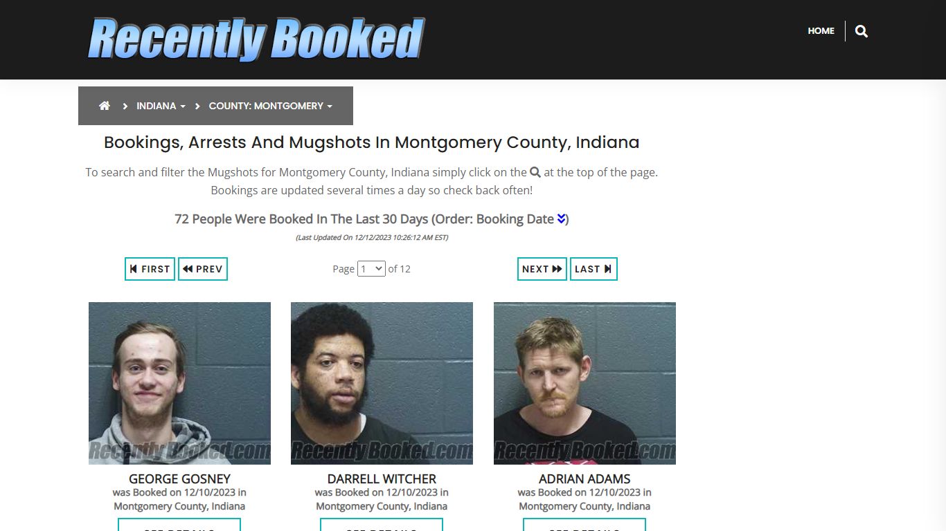 Bookings, Arrests and Mugshots in Montgomery County, Indiana