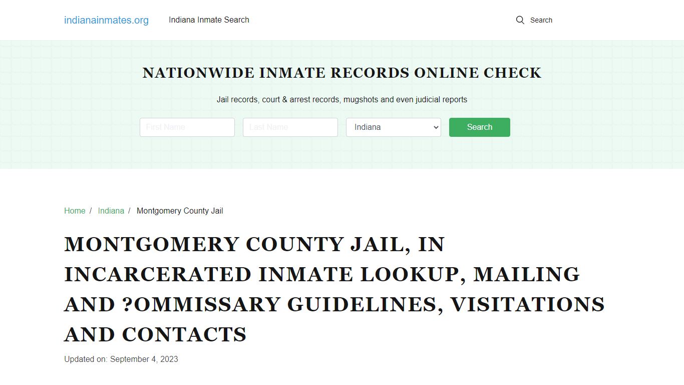 Montgomery County Jail, IN: Offender Locator, Visitation & Contact Info