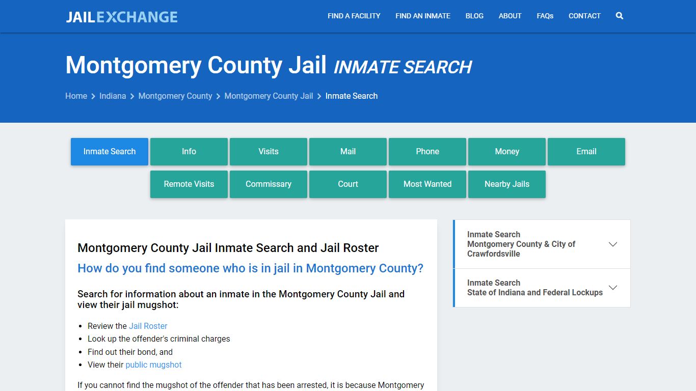 Inmate Search: Roster & Mugshots - Montgomery County Jail, IN
